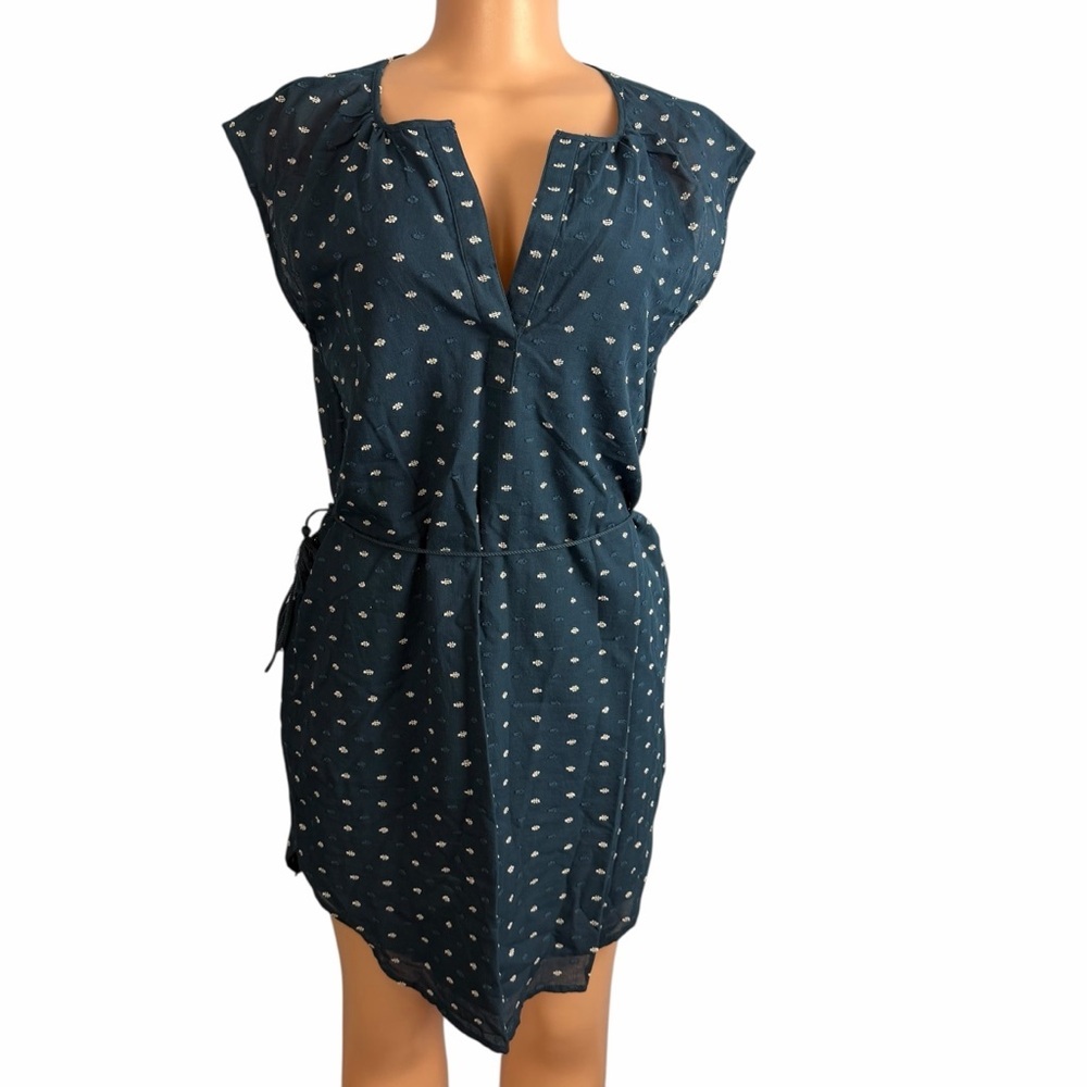 Loft Blue Sleeveless Tie-Waist Shirtdress - Picture 2 of 9